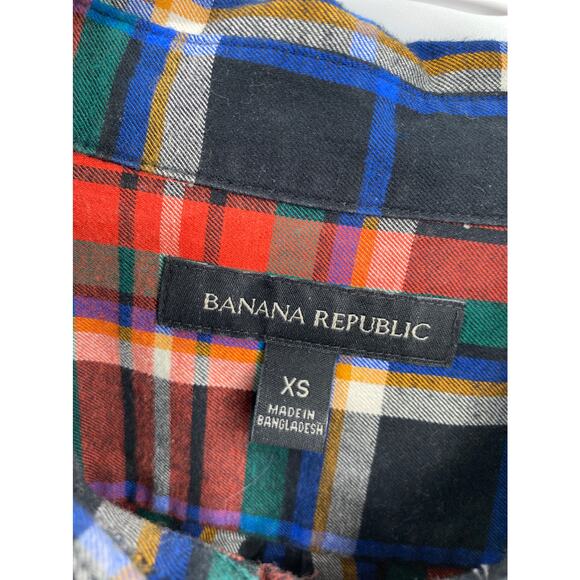Banana Republic Plaid Button Front Long Sleeve Top Size XS - Picture 4 of 8